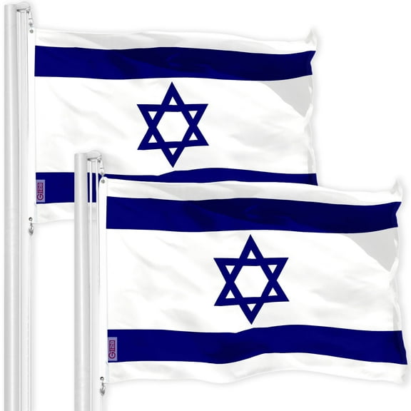 G128 2-Pack: Israel Flag 3x5 Ft | LiteWeave Pro 150D Polyester, Vibrant Colors, Brass Grommets