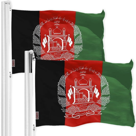 G128 2-Pack: Afghanistan Afghan Flag 3x5 FT Printed 150D Polyester