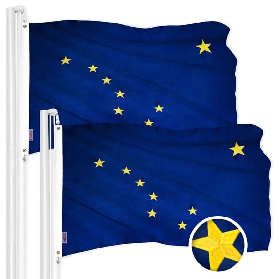 G128 2 Pack: Alaska AK State Flag | 2.5x4 Ft | ToughWeave Series Embroidered 300D Polyester | Embroidered Design, Indoor/Outdoor, Brass Grommets