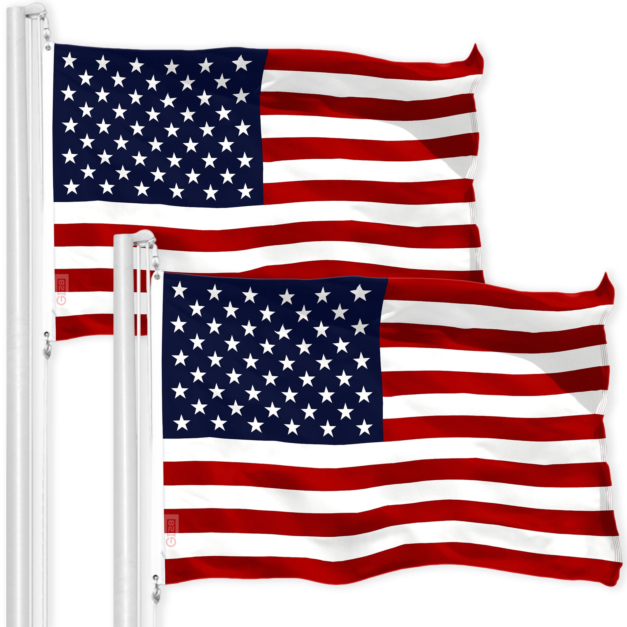 G128 2 Pack: American USA Flag | 4x6 Ft | LiteWeave Pro Series Printed 150D Polyester | Country Flag, Indoor/Outdoor, Vibrant Colors, Brass Grommets, Thicker and More Durable Than 100D 75D Polyester