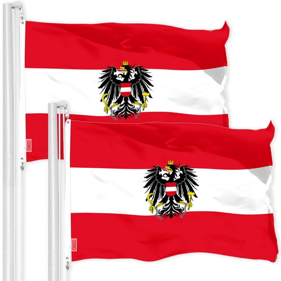 G128 2 Pack: Austria Austrian Coat of Arms Flag | 3x5 Ft | LiteWeave Pro Series Printed 150D Polyester | Country Flag, Indoor/Outdoor, Vibrant Colors, Brass Grommets