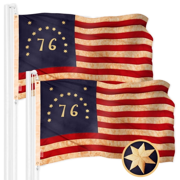G128 2 Pack: Bennington 76 Tea-Stained Flag | 1x1.5 Ft | ToughWeave Pro Series Embroidered 420D Polyester | Historical Flag, Embroidered Design, Indoor/Outdoor, Brass Grommets, High Quality