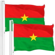 G128 2 Pack Burkina Faso Flag | 3x5 Ft | LiteWeave Pro Series Printed 150D Polyester | Country Flag, Indoor/Outdoor, Vibrant Colors, Brass Grommets