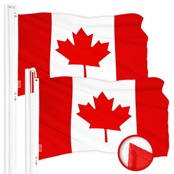 G128 2 Pack: Canada Canadian Flag | 1x1.5 Ft | ToughWeave Series Embroidered 210D Polyester | Country Flag, Embroidered Design, Indoor/Outdoor, Vibrant Colors, Brass Grommets