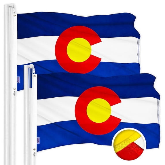 G128 2 Pack: Colorado CO State Flag | 2x3 Ft | ToughWeave Series Embroidered 300D Polyester | Embroidered Design, Indoor/Outdoor, Brass Grommets