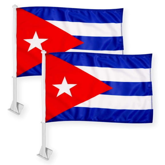 G128 2 Pack: Cuba Cuban Flag | 11x17 In | Double LiteWeave Pro Series Double Sided Printed 150D Polyester | Flagpole Included | Perfect for Festival Celebrations, Parades