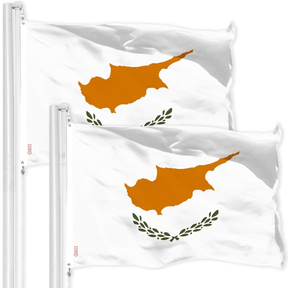 G128 2 Pack: Cyprus Cypriot Flag | 3x5 Ft | LiteWeave Pro Series Printed 150D Polyester | Country Flag, Indoor/Outdoor, Vibrant Colors, Brass Grommets, Thicker and More Durable Than 100D 75D Polyester