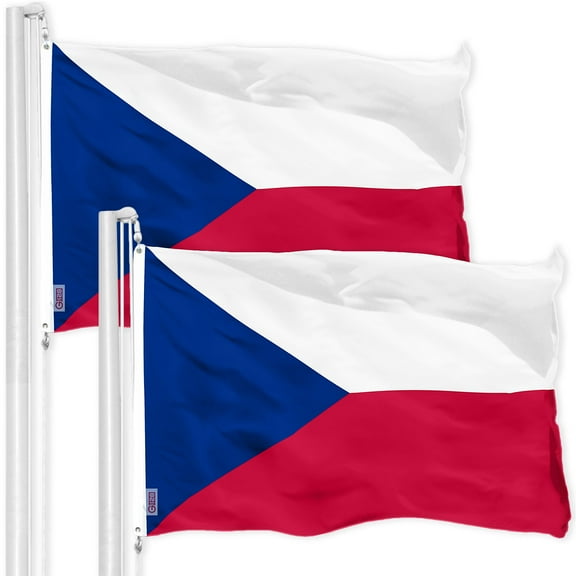 G128 2 Pack: Czech Republic Czech Flag | 3x5 Ft | Printed 150D Polyester - Indoor/Outdoor, Vibrant Colors, Brass Grommets, Quality Polyester, Much Thicker More Durable Than 100D 75D Polyester