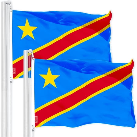 G128 2 Pack: DR Congo Congolese Flag | 3x5 Ft | Printed 150D Polyester - Indoor/Outdoor, Vibrant Colors, Brass Grommets, Quality Polyester, Much Thicker More Durable Than 100D 75D Polyester price history and forecast - G128 G128