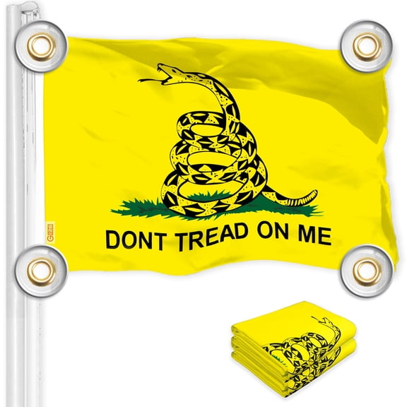 G128 2 Pack: Gadsden Don't Tread On Me Flag | 3x5 Ft | LiteWeave Pro Series Printed 150D Polyester, 4 Corner Brass Grommets | Historical Flag, Vibrant Colors, More Durable Than 100D 75D Polyester