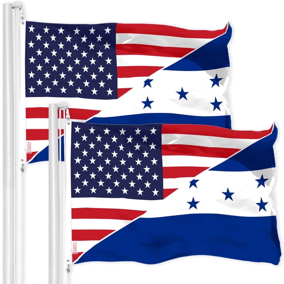 G128 2 Pack: Honduras USA Friendship Flag | 3x5 Ft | LiteWeave Pro Series Printed 150D Polyester | Specialty Flag, Indoor/Outdoor, Vibrant Colors, Brass Grommets