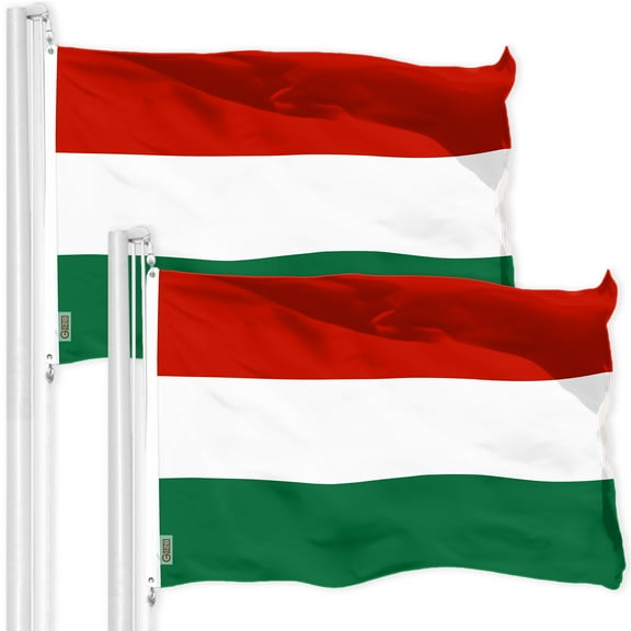 G128 2 Pack: Hungary Hungarian Flag | 3x5 Ft | LiteWeave Pro Series Printed 150D Polyester | Country Flag, Indoor/Outdoor, Vibrant Colors, Brass Grommets, Thicker and More Durable Than 100D 75D Poly