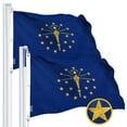 thumbnail image 1 of G128 2 Pack: Indiana IN State Flag | 5x8 Ft | StormFlyer Series Embroidered 220GSM Spun Polyester | Embroidered Design, Indoor/Outdoor, Brass Grommets, Heavy Duty, All Weather, 1 of 10