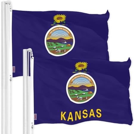 G128 2 Pack: Kansas KS State Flag | 3x5 Ft | Printed 300D Polyester - Indoor/Outdoor, Vibrant Colors, Brass Grommets, Quality Polyester, Much Thicker More Durable Than 100D 75D Polyester price history and forecast - G128