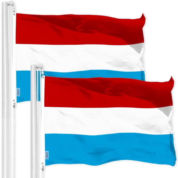 G128 2 Pack: Luxembourg Luxembourgers Flag | 3x5 Ft | LiteWeave Pro Series Printed 150D Polyester | Country Flag, Vibrant Colors, Brass Grommets, Thicker and More Durable Than 100D 75D Polyester