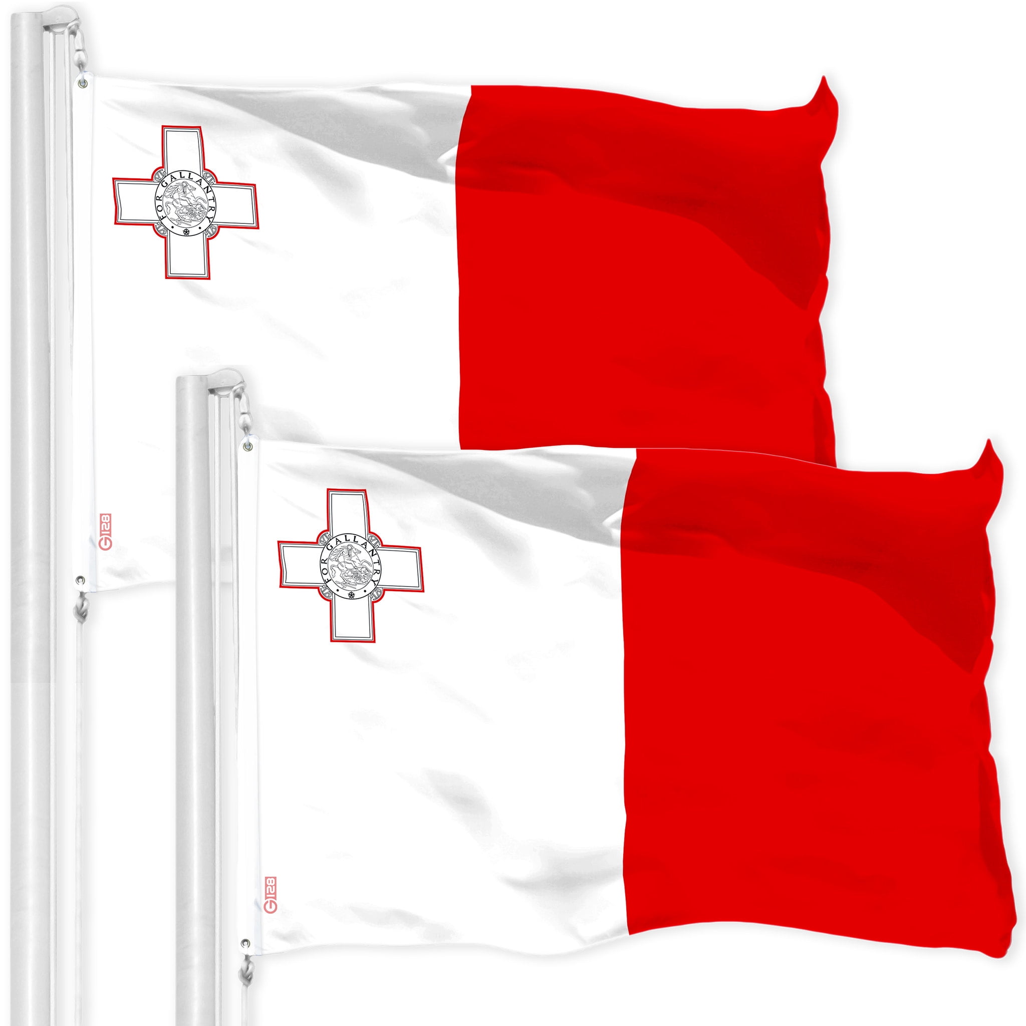 Malta Color Code G128 2 Pack: Malta Maltese Flag | 3x5 Ft | LiteWeave Pro Series Printed ...
