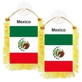 thumbnail image 1 of G128 2 Pack: Mexico Mexican Fringy Flag | 3x5IN | Fringy Hanging Double Sided Flag with Suction Cup, Window and Car Rearview Mirror Decor, 1 of 9
