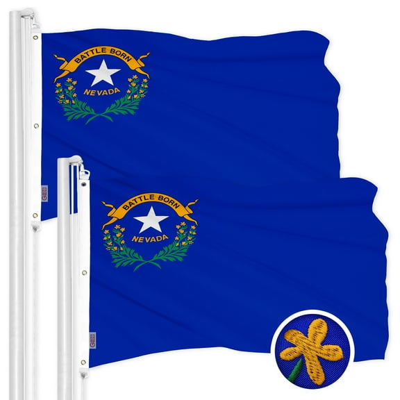 G128 2 Pack: Nevada NV State Flag | 6x10 Ft | ToughWeave Series Embroidered 600D Polyester | Embroidered Design, Indoor/Outdoor, Brass Grommets