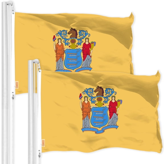 G128 2 Pack: New Jersey NJ State Flag | 3x5 Ft | LiteWeave Pro Series Printed 300D Polyester | Indoor/Outdoor, Vibrant Colors, Brass Grommets, Thicker and More Durable Than 100D 75D Polyester