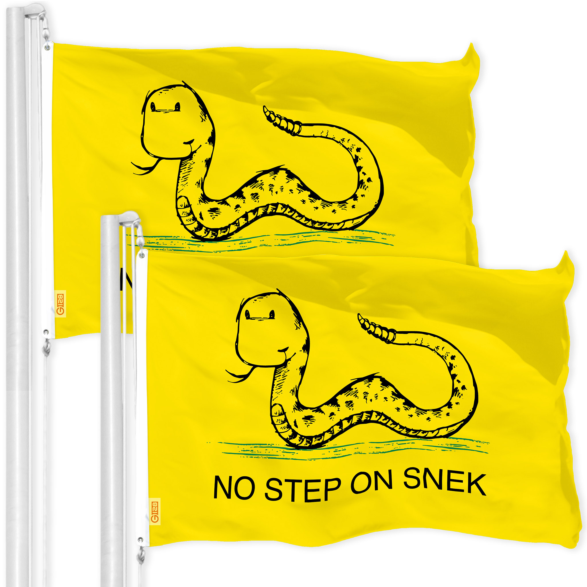 G128 2 Pack No Step on Snek Cute Cartoon Flag 3x5 Ft LiteWeave Pro Series Printed 150D Poly