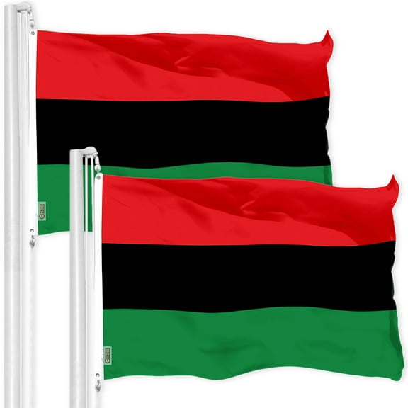 G128 2 Pack: Pan African Flag | 3x5 Ft | LiteWeave Pro Series Printed 150D Polyester | Freedom and Black Civil Rights Flag, Indoor/Outdoor, Vibrant Colors, Brass Grommets