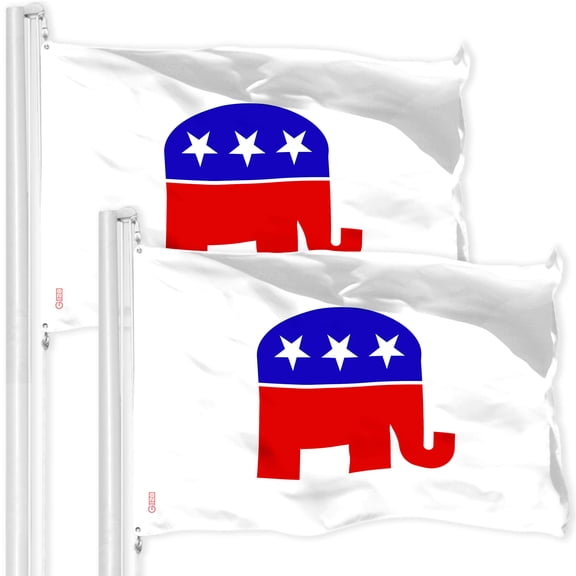 G128 2 Pack: Republican Party Flag | 3x5 Ft | LiteWeave Pro Series Printed 150D Polyester | Indoor/Outdoor, Vibrant Colors, Brass Grommets