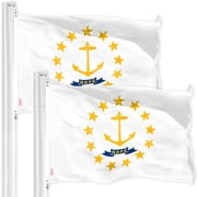 G128 2 Pack Rhode Island RI State Flag | 3x5 Ft | Printed 150D Polyester - Indoor/Outdoor, Vibrant Colors, Brass Grommets, Quality Polyester, Much Thicker More Durable Than 100D 75D Polyester