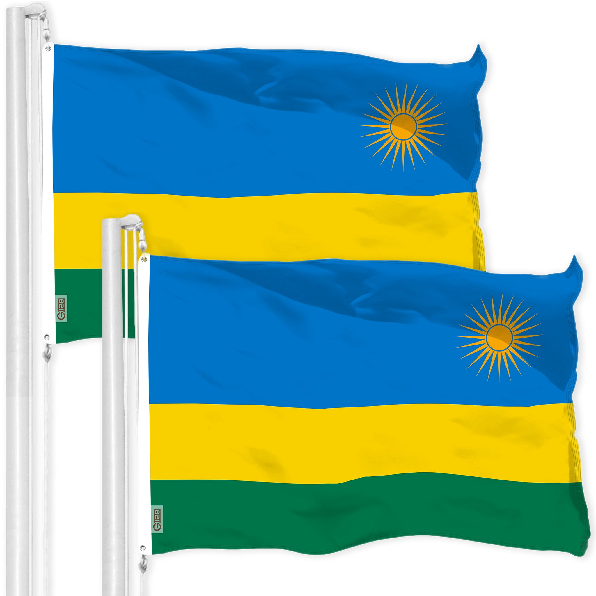 G128 2 Pack: Rwanda Rwandan Flag | 3x5 Ft | LiteWeave Pro Series ...
