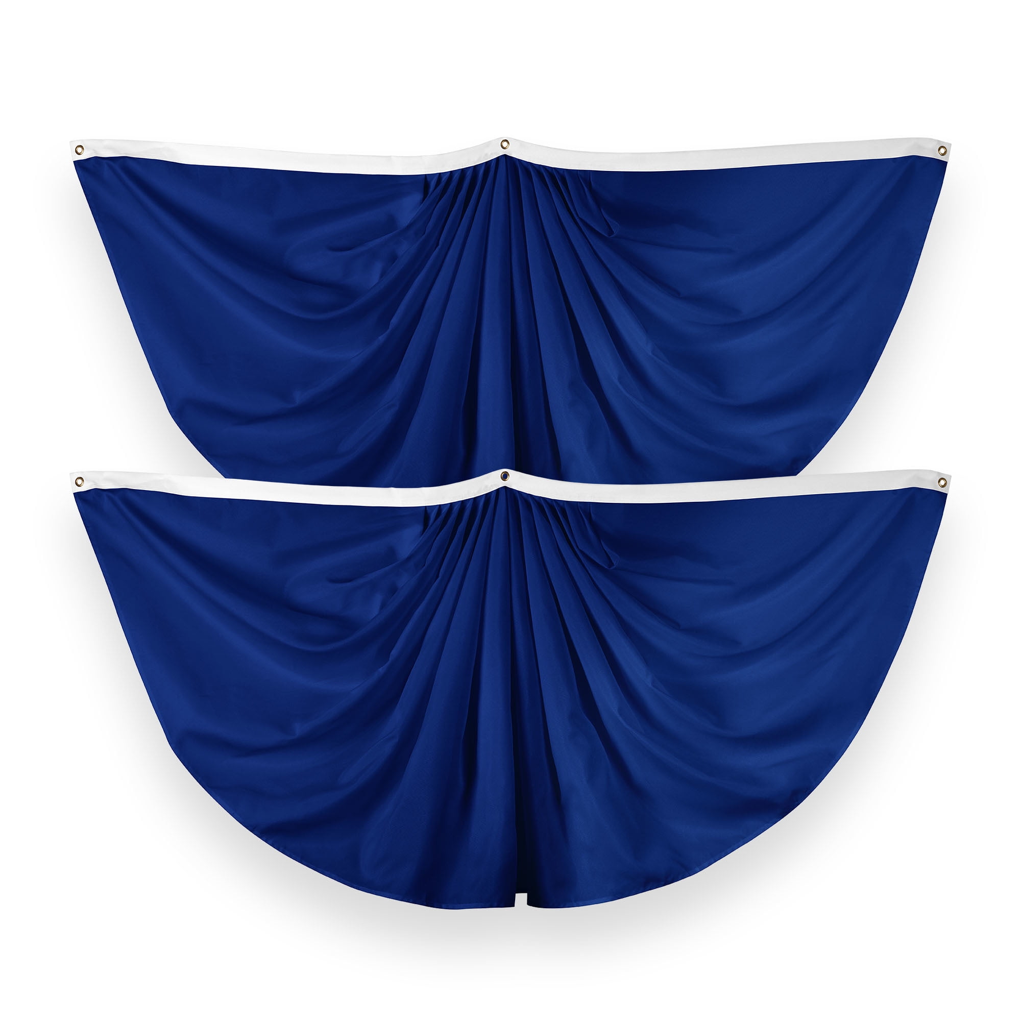 G128 2 Pack: Solid Blue Color Pleated Fan Flag | 3x6 Ft | Printed 150D ...