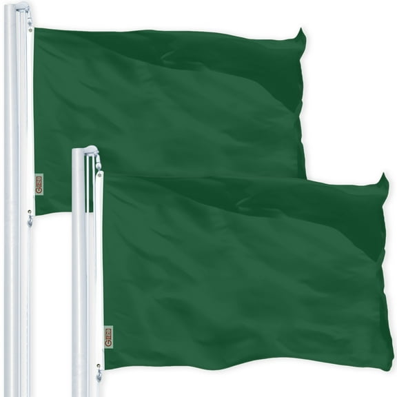 G128 2 Pack: Solid Dark Green Color Flag | 4x6 Ft | LiteWeave Pro Series Printed 150D Polyester | Indoor/Outdoor, Vibrant Colors, Brass Grommets