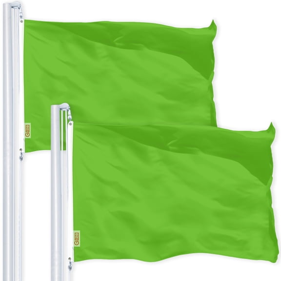 G128 2 Pack: Solid Lime Green Color Flag | 4x6 Ft | LiteWeave Pro Series Printed 150D Polyester | Indoor/Outdoor, Vibrant Colors, Brass Grommets
