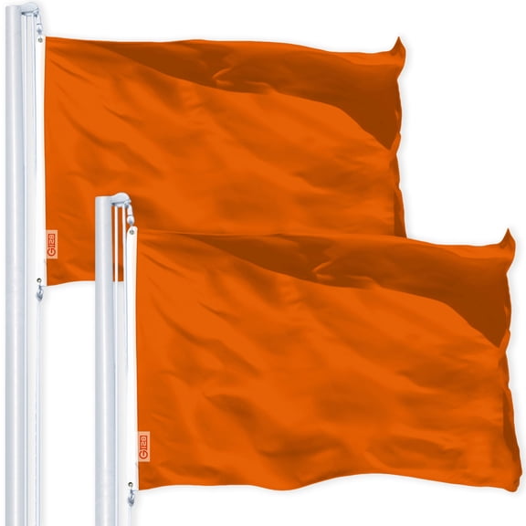 G128 2 Pack: Solid Orange Color Flag | 2.5x4 Ft | LiteWeave Pro Series Printed 150D Polyester | Indoor/Outdoor, Vibrant Colors, Brass Grommets, Thicker and More Durable Than 100D 75D Polyester