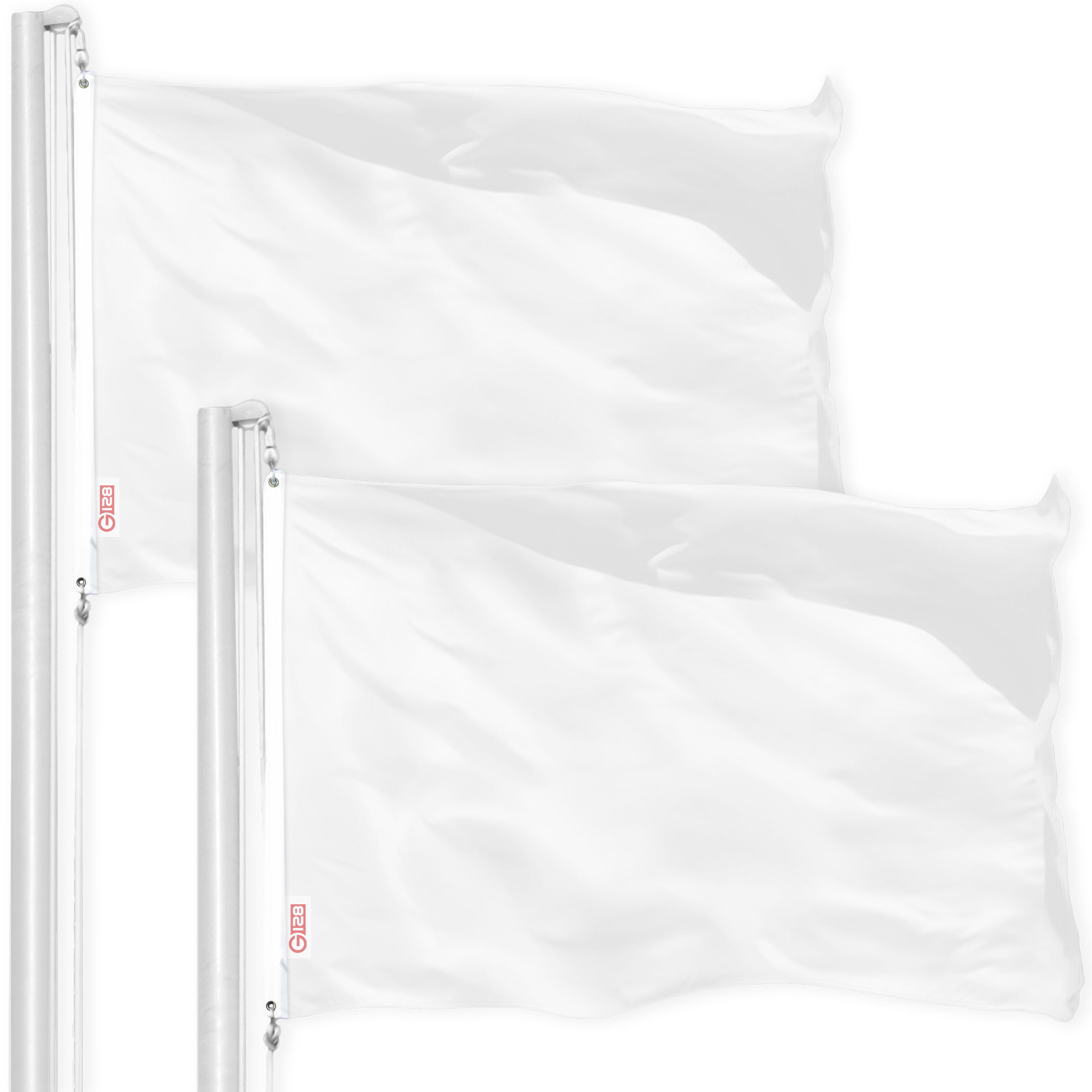G128 2 Pack: Solid White Color Flag | 4x6 Ft | LiteWeave Pro Series ...