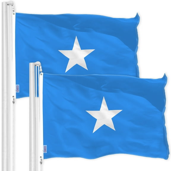 G128 2 Pack: Somalia (Somali) Flag | 3x5 feet | Printed 150D Indoor/Outdoor, Vibrant Colors, Brass Grommets, Quality Polyester, Much Thicker More Durable Than 100D 75D Polyester