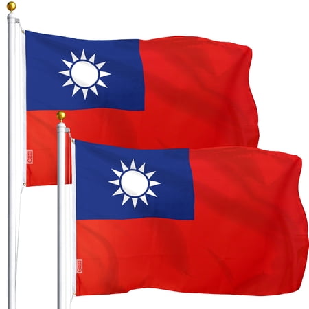 G128 2 Pack: Taiwan Taiwanese Flag | 4x6 Ft | LiteWeave Series Printed 100D Polyester | Indoor/Outdoor, Vibrant Colors, Brass Grommets