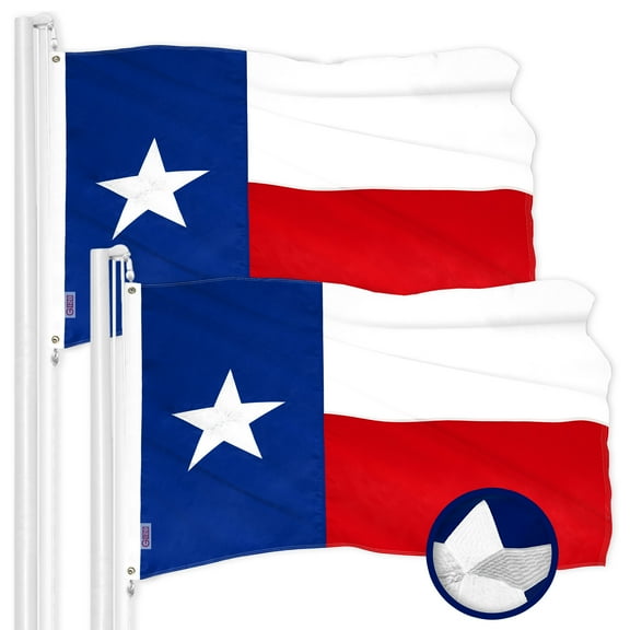 G128 2 Pack: Texas TX State Flag | 20x30 In | ToughWeave Series Embroidered 300D Polyester | Embroidered Design, Indoor/Outdoor, Brass Grommets
