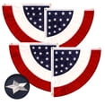 thumbnail image 1 of G128 - 2 Pack: USA Pleated Fan Flag 3x3FT Star Center Quarter Circle Embroidered Polyester Stars and Stripes, 1 of 8