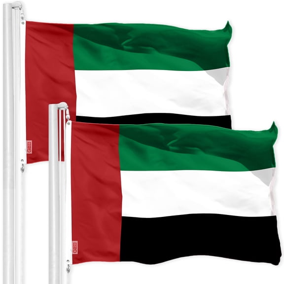 G128 2 Pack: United Arab Emirates Emirati Flag | 3x5 Ft | Printed 150D Polyester - Indoor/Outdoor, Vibrant Colors, Brass Grommets, Quality Polyester, Much Thicker More Durable Than 100D 75D Polyester