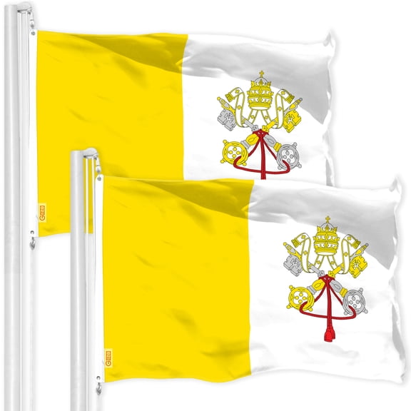 G128 2 Pack: Vatican City Flag | 4x6 Ft | LiteWeave Pro Series Printed 150D Polyester | Country Flag, Indoor/Outdoor, Vibrant Colors, Brass Grommets