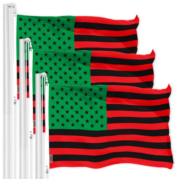 G128 3 Pack: Afro American Black Liberation BLM Flag | 3x5 Ft | LiteWeave Pro Series Printed 150D Poly | Indoor/Outdoor, Vibrant Color, Brass Grommets, Thicker and More Durable Than 100D Polyester