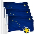 thumbnail image 1 of G128 3 Pack: Alaska AK State Flag | 2x3 Ft | ToughWeave Series Embroidered 300D Polyester | Embroidered Design, Indoor/Outdoor, Brass Grommets, 1 of 8