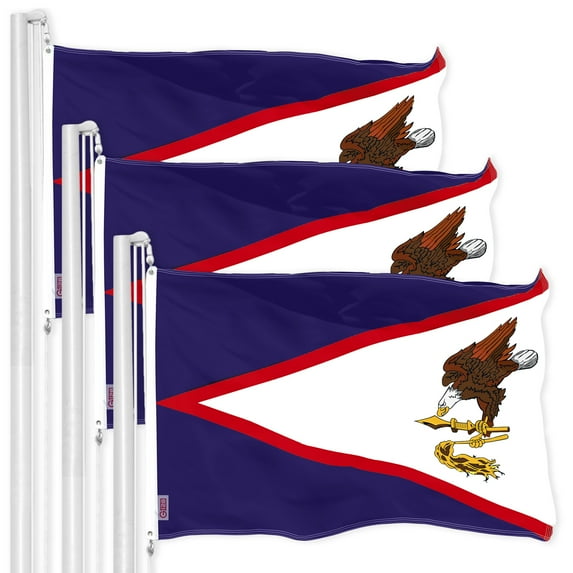 G128 3 Pack: American Samoa Flag | 3x5 Ft | LiteWeave Pro Series Printed 300D Polyester | Indoor/Outdoor, Vibrant Colors, Brass Grommets, Thicker and More Durable Than 100D 75D Polyester