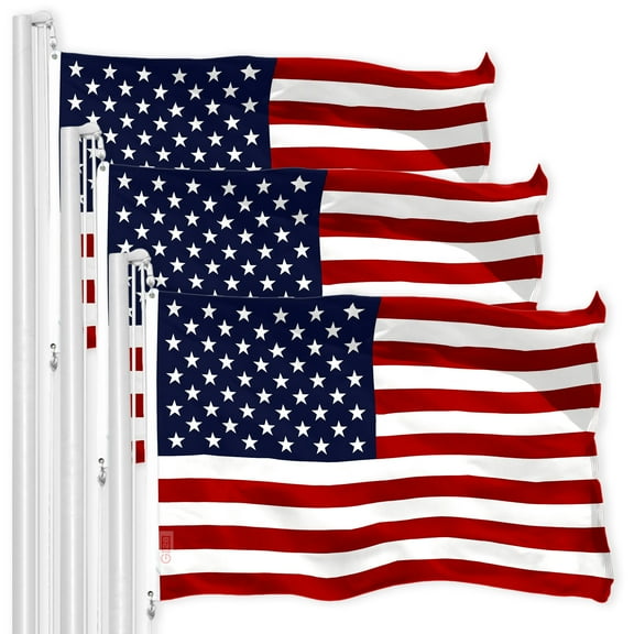 G128 3 Pack: American USA Flag | 2x3 Ft | LiteWeave Pro Series Printed 150D Polyester | Country Flag, Indoor/Outdoor, Vibrant Colors, Brass Grommets, Thicker and More Durable Than 100D 75D Polyester
