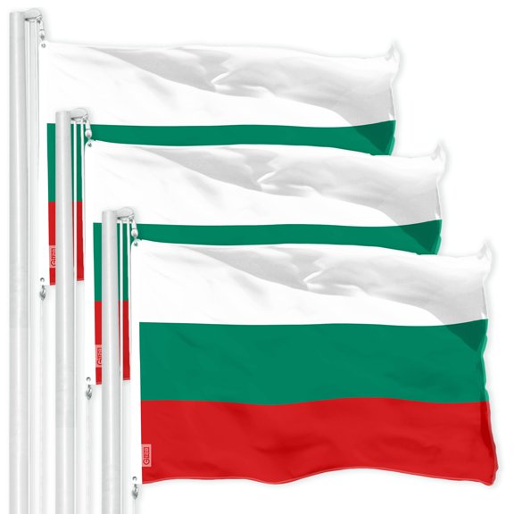 G128 3 Pack: Bulgaria Flag | 3x5 Ft | LiteWeave Pro Series Printed 150D Polyester | Country Flag, Indoor/Outdoor, Vibrant Colors, Brass Grommets, Thicker and More Durable Than 100D 75D Polyester