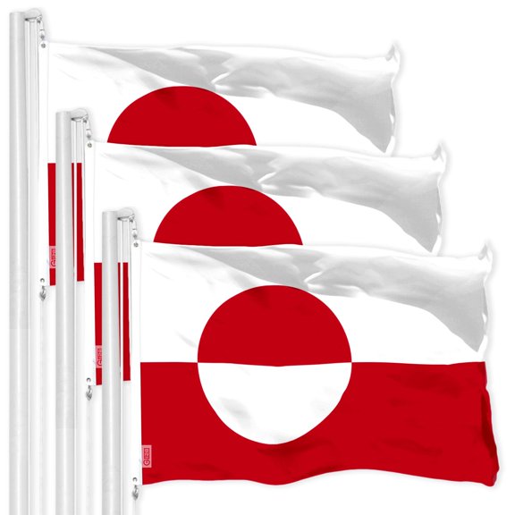 G128 3 Pack: Greenland Flag | 3x5 Ft | LiteWeave Pro Series Printed 150D Polyester | Indoor/Outdoor, Vibrant Colors, Brass Grommets