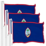 G128 3 Pack Guam Guamanian Flag | 3x5 Ft | LiteWeave Pro Series Printed 150D Polyester | Indoor/Outdoor, Vibrant Colors, Brass Grommets, Thicker and More Durable Than 100D 75D Polyester