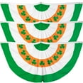 thumbnail image 1 of G128 3 Pack: Ireland Irish Shamrock Pleated Fan Flag | 2x4 Ft | Printed 150D Polyester | St. Patrick's Day Decor, Indoor/Outdoor, Vibrant Colors, Brass Grommets, 1 of 9