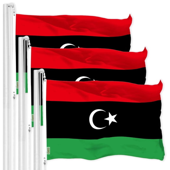 G128 3 Pack: Libya Libyan Flag | 3x5 Ft | LiteWeave Pro Series Printed 150D Polyester | Country Flag, Indoor/Outdoor, Vibrant Colors, Brass Grommets