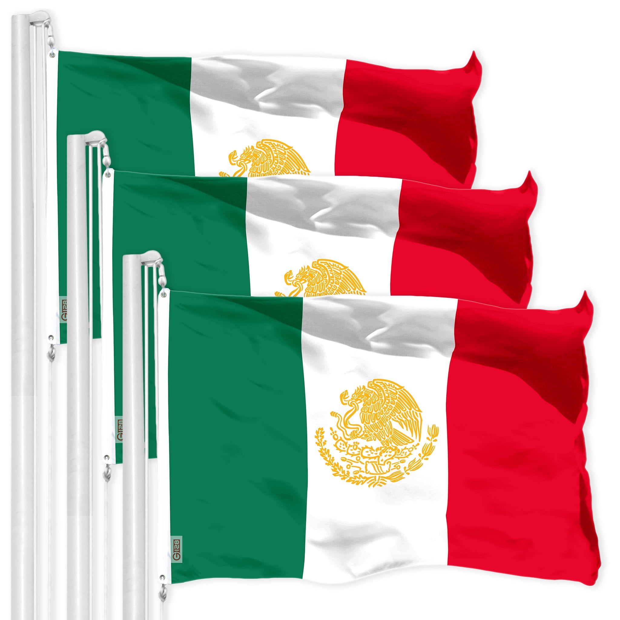 G128 3 Pack: Mexico Mexican Golden Coat of Arms Flag | 3x5 Ft | LiteWeave Pro Series Printed ...