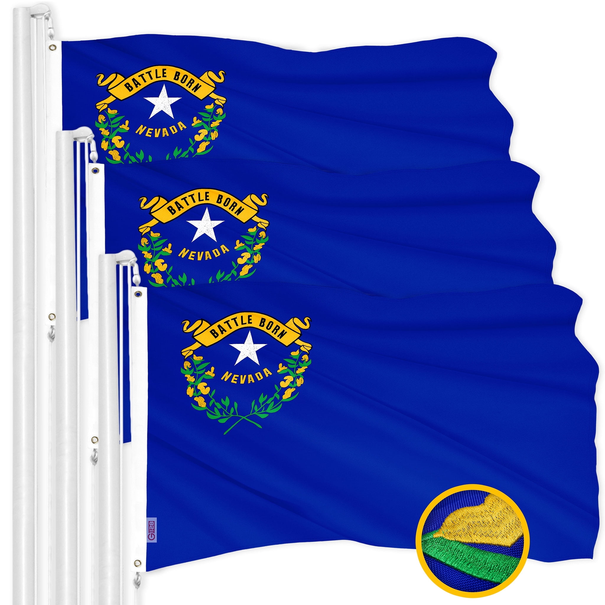 Patriotic 3x5 Ft American and Nevada Flags with Brass Grommets